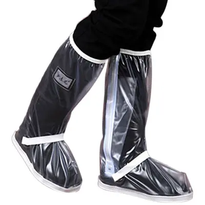 Chaussure Couverture pour Femmes Bottes De Pluie Imperméable avec Bord Épaissi / Fermeture À Glissière / Bandage Élastique Blanc S