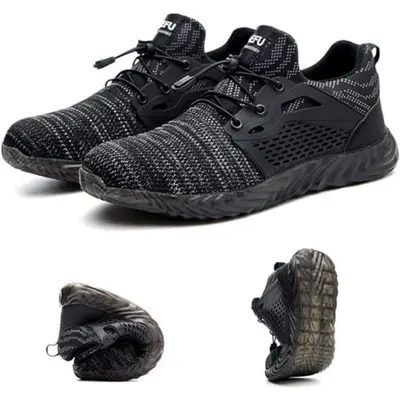 Chaussure de Securité Homme Femme Bottes Travail Chantiers Industrie Sneakers Protection Embout en Acier Basket de Sports, EUR gris 43