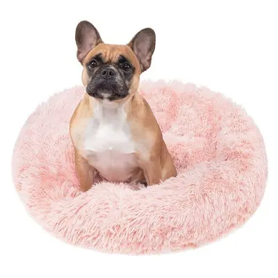 Legowisko pour chien de 80cm, lit en peluche sale rose