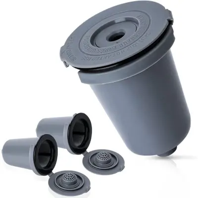 Paquet de 2 filtres à café réutilisables compatibles Cuisinart, tasses filtrantes grises pour baristas à domicile, filtres à café rechargeables sans BPA