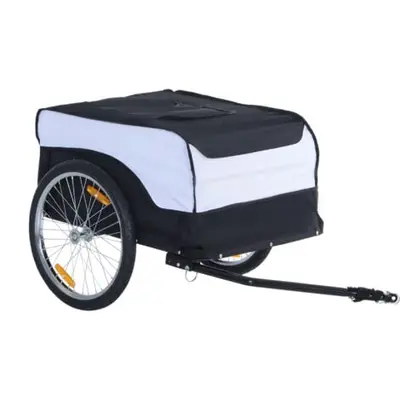 Remorque vélo cargo - housse amovible, attelage inclus - charge max. 40 Kg - acier oxford noir blanc