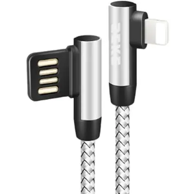 SEKE USB Vers 8Pin L Câble de DonnéEs Coude PD Câble de DonnéEs de Charge pour 1.5M Câble de DonnéEs de pour IPhone8 / 11 / 12Max Argent