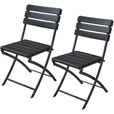 SVITA Lot de 2 chaises de balcon aspect bois pliables Chaise de jardin Bistro Set Outdoor Noir