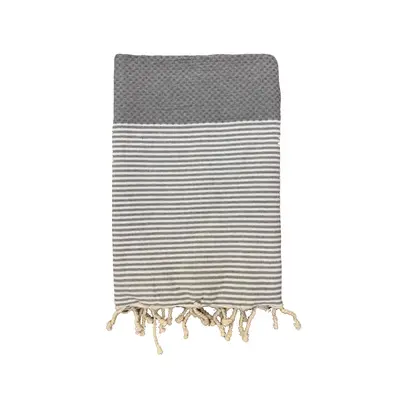 Fouta traditionnelle Mikanda Gris 100x200 190g/m²