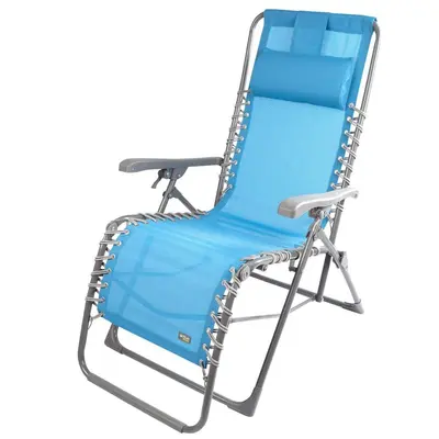 Chaise de jardin pliante à gravité zéro bleue avec coussin Aktive