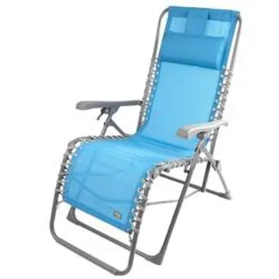 Chaise de jardin pliante à gravité zéro bleue avec coussin Aktive