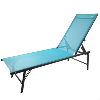 Chaise longue de jardin pliante multipositions bleu Aktive