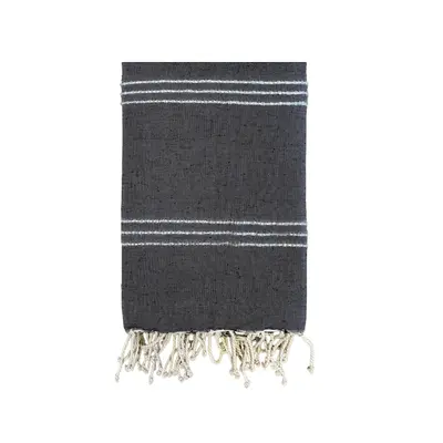 Fouta traditionnelle Osiris 200x200 190g/m² Noir/Argent