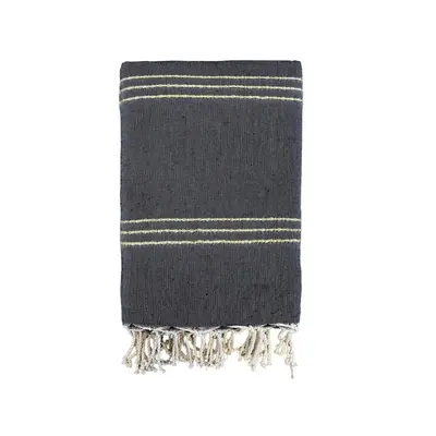 Fouta traditionnelle Osiris 200x200 190g/m² Noir/Doré