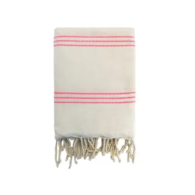 Fouta traditionnelle Calliope  100x200 190g/m² Écru/Pinky