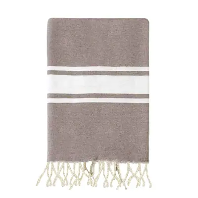 Fouta traditionnelle en coton 200 x 200 cm unie à 3 rayures