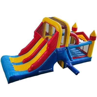 Château gonflable avec double toboggan - PVC - Avyna Double Mega Slide