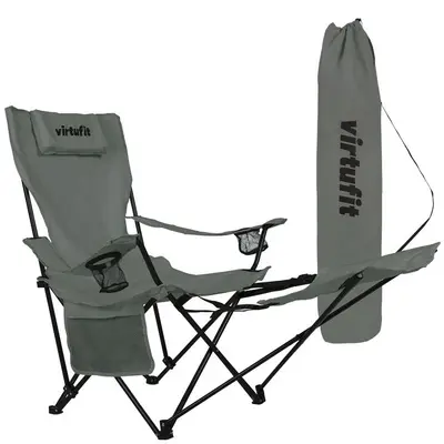 Chaise Pliante Camping - Avec repose-pieds - Gris