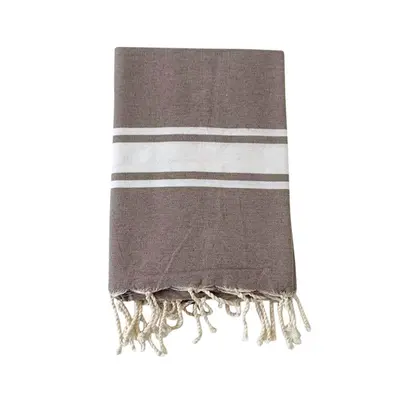 Fouta traditionnelle coton Kozo Taupe 100 x 200 cm 190 gm²