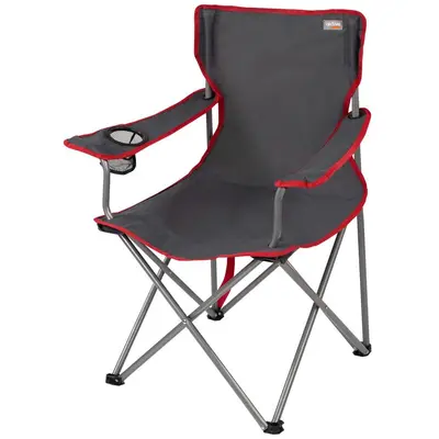 AKTIVE - Chaise Pliante Camping 64,50x49,50x82 cm, Gris Foncé et Rouge