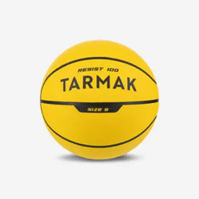 Ballon de basket R100 de taille 5 jaune jusqu'à 10 ans pour débuter.