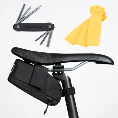 KIT SACOCHE DE SELLE EASY M 0.6L NOIR + MULTITOOL + 3 DéMONTE-PNEU