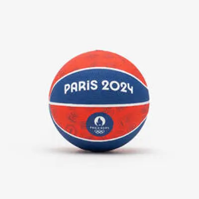 Ballon de basketball taille 1 - K100 Resist bleu rouge PARIS 2024