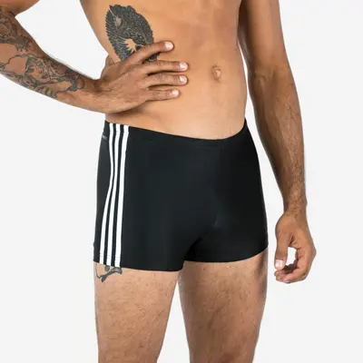 Maillot de Bain Natation Boxer Homme ADIDAS 3S noir blanc