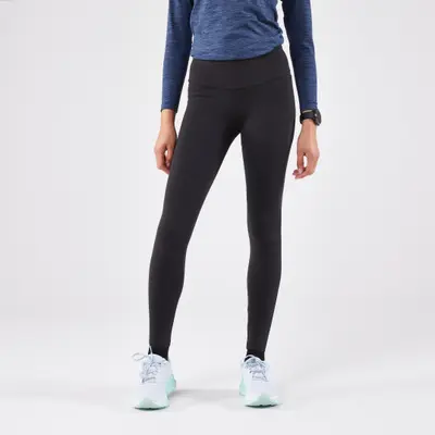 Legging chaud de running Femme- KIPRUN Run 500 Warm Noir fumé