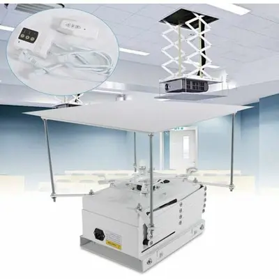 Ascenseur de vidéoprojecteur 220 V électrique motorisé Support de plafond pour projecteur 1 m + télécommande Charge maximale jusqu'à 10 kg Pour écoles, salles de conférence