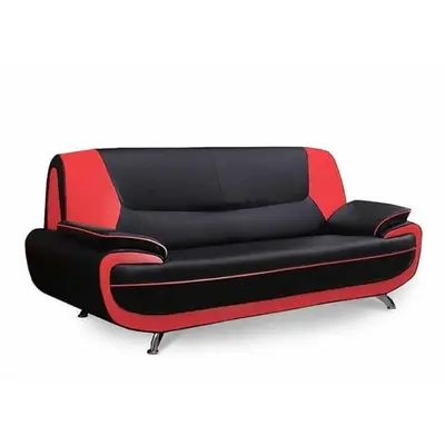 Canapé 3 places design noir et rouge MARITA