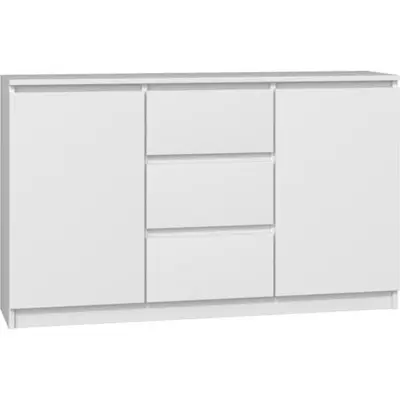 CAZAR - Commode moderne 2 portes + 3 tiroirs chambre/salon/bureau Dimensions : 75x120x40 - Design minimaliste - Meuble fonctionnel