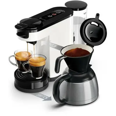 Machine a café 2 en 1 SENSEO Switch Philips HD6592/05, 2 en 1 avec filtre et dosette, Verseuse isotherme, Crema plus