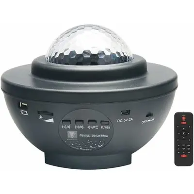 Vidéoprojecteur LED noir avec télécommande en étoile et haut parleur Bluetooth - Parfait pour les fêtes de Nol, de paques ou dHalloween (noir)