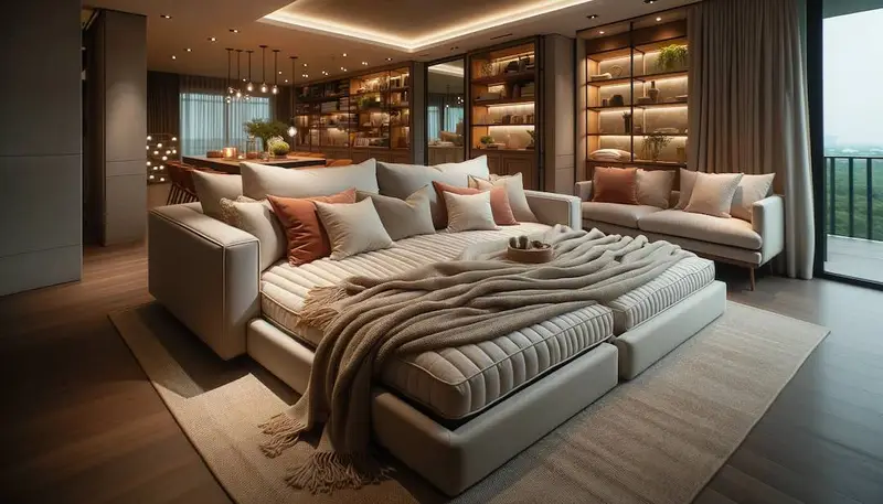 Canapé 2 places créé à partir d'un lit