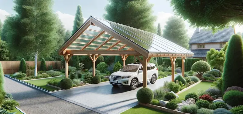 Carport en bois avec du polycarbonate