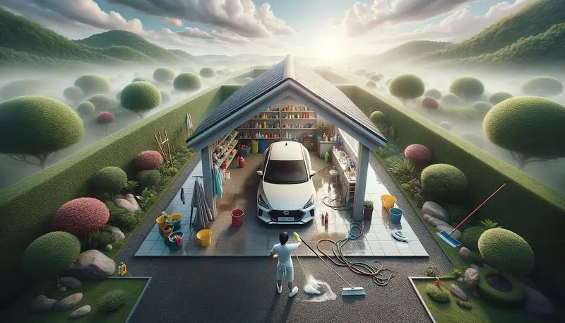 Nettoyage d'un carport en bois