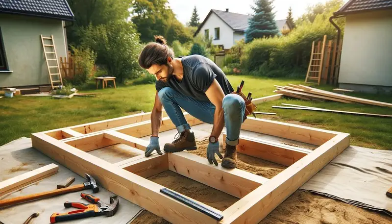Une personne en train de créer un cadre en bois
