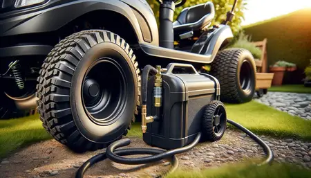 Pneu de tracteur tondeuse autoportée gonflé avec la bonne pression