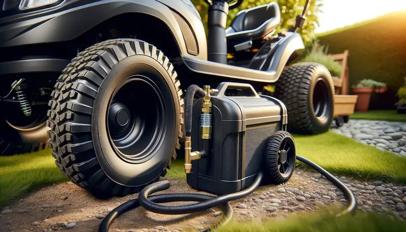 Pneu de tracteur tondeuse autoportée gonflé avec la bonne pression