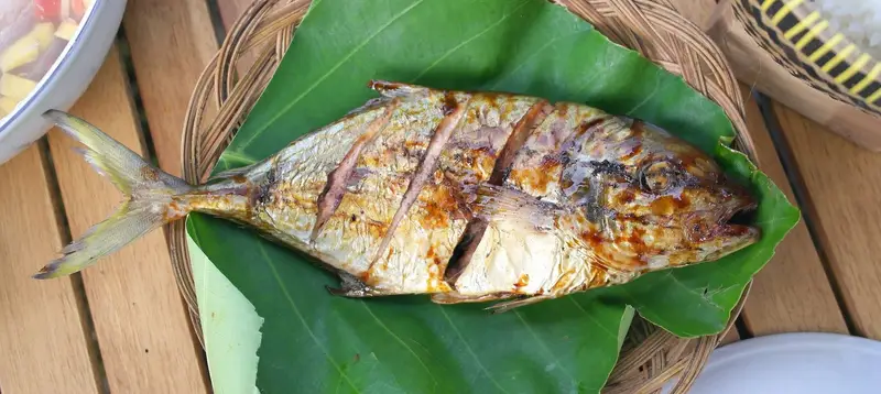 Poisson cuit au barbecue