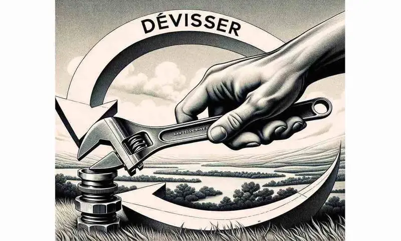 Illustration qui montre que l'on dévisse en tournant dans le sens anti-horaire