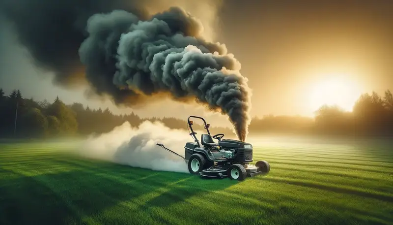 Tondeuse autoportée qui fume