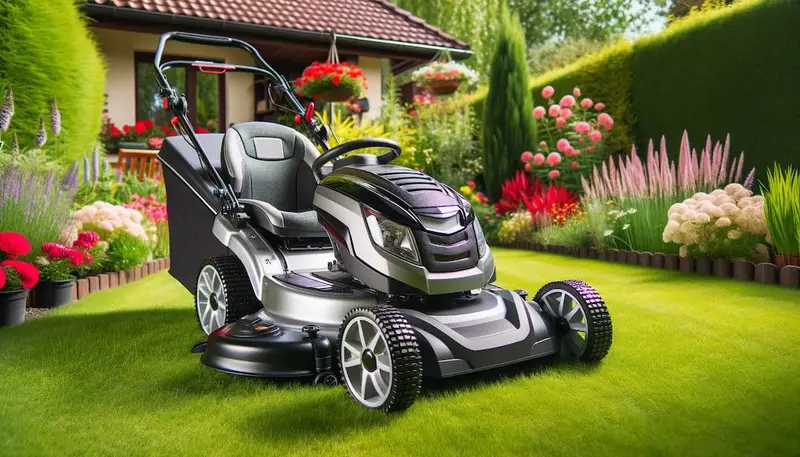 Tracteur tondeuse qui brille